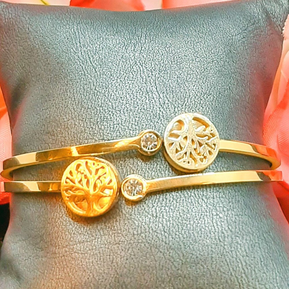 Gold Tree of Life Bangle Bracelet, Rhinestone Tree of Life Bangle, Luxury Bangle